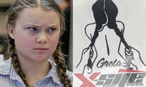 Adesivi violenti contro Greta Thunberg