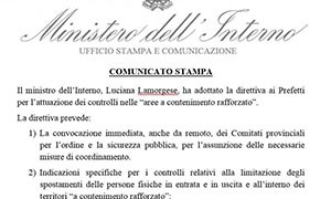 La direttiva del Viminale per il Coronavirus