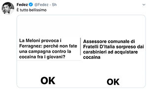 La Meloni provoca i Ferragnez, Fedez risponde