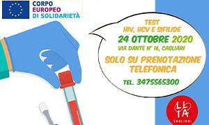 Hiv, Sabato 24 Ottobre Appuntamento con I Test Gratuiti Offerti Da Lila Cagliari