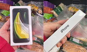 Ordina un pacco di mele al supermercato e vince un Apple IPhone SE