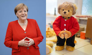 Un orsacchiotto con le sembianze di Angela Merkel
