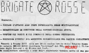 All'asta il primo volantino delle Brigate Rosse sul rapimento di Aldo Moro