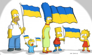 I Simpson sventolano la bandiera dell'Ucraina