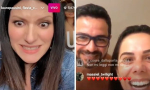 Laura Pausini in collegamento con due fan brasiliani: stavano facendo sesso