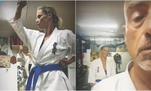 Eros Ramazzotti in palestra con Michelle Hunziker per fare karate