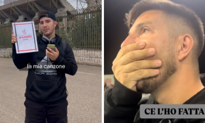 Luca Espa, la sua canzone suona durante Cagliari-Milan