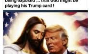 L&rsquo;ultima follia di Trump, condivide una foto che lo ritrae con Ges&ugrave;