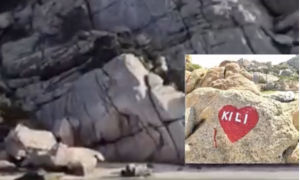 Cuore di vernice rossa sulla scogliera di Cala Napoletana: indagini sui responsabili